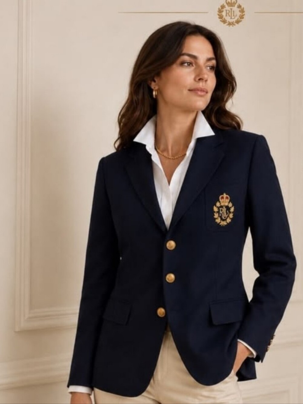 VINTAGE RALPH LAUREN 100% WOOL BLAZER WITH CREST